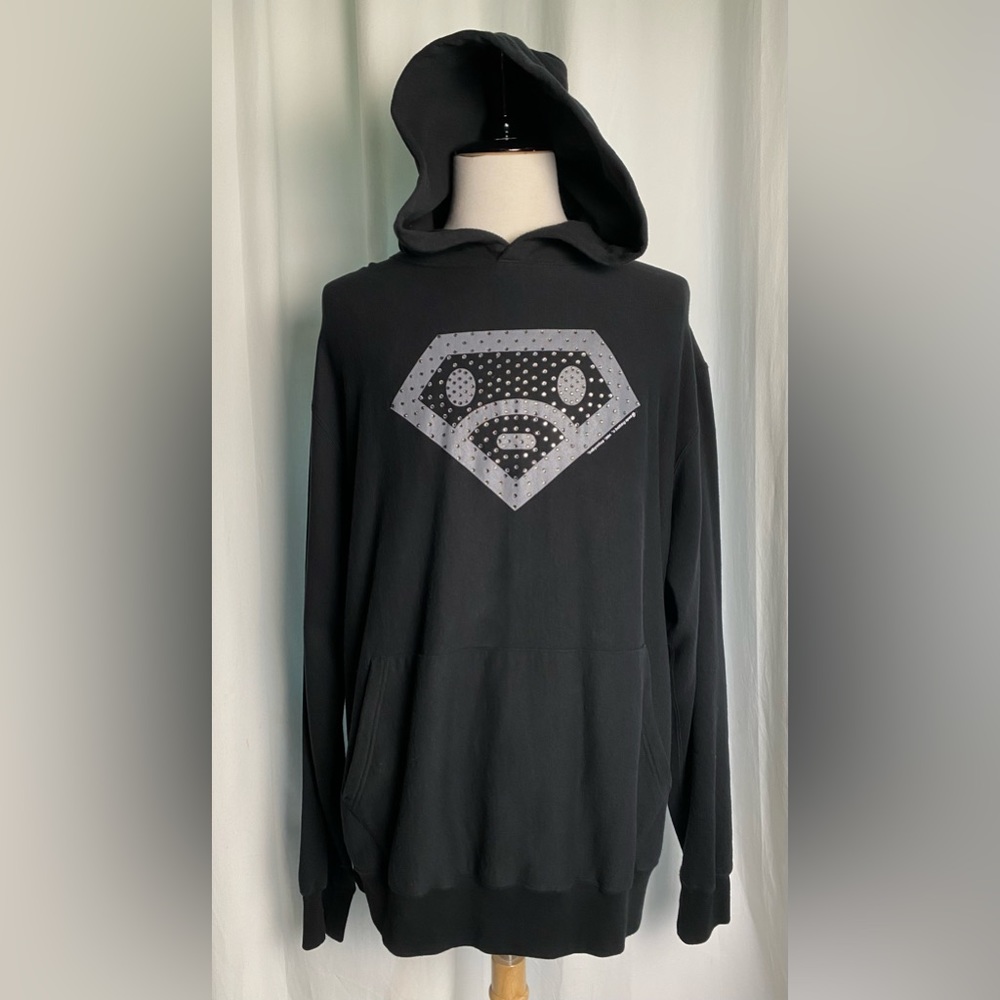 Vintage A Bathing Ape Bape 2004 Baby Milo Swarovski Crystal Black XL Hoody Rare